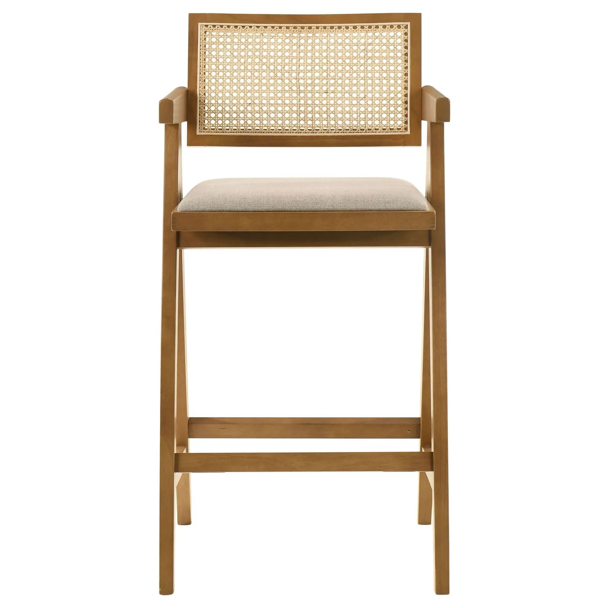 Kane Woven Rattan Wood Bar Chair Light Walnut (Set of 2) by Unique Piece Furniture