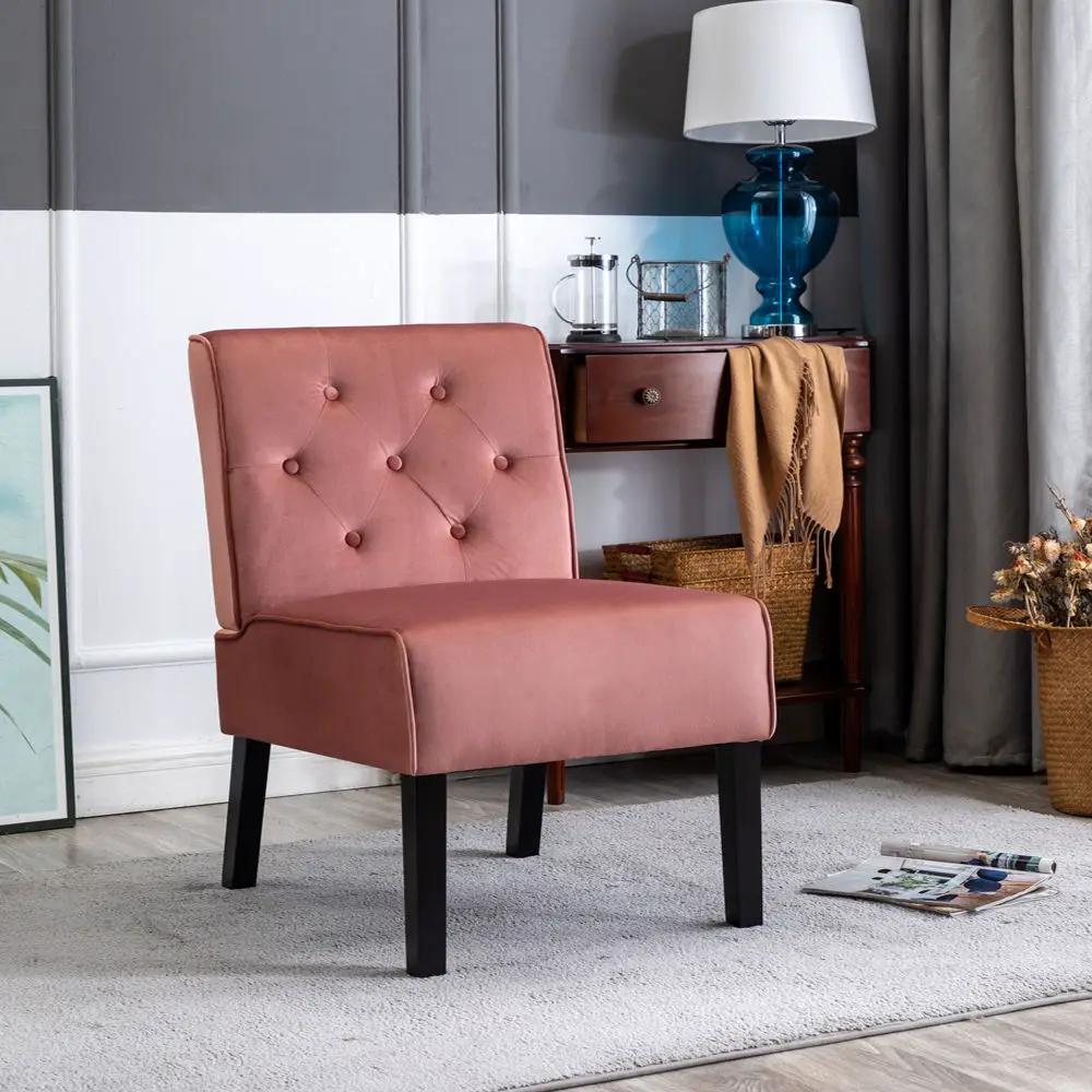 Reese - Living Room Armless Button Tufted Pattern Accent Chair (Set of 2) by HouseOfZazla