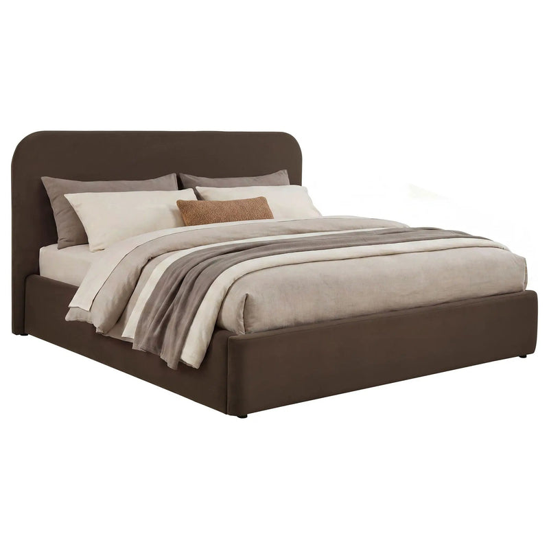 Anders Upholstered Eastern King Storage Lift Platform Bed Chocolate by Unique Piece Furniture