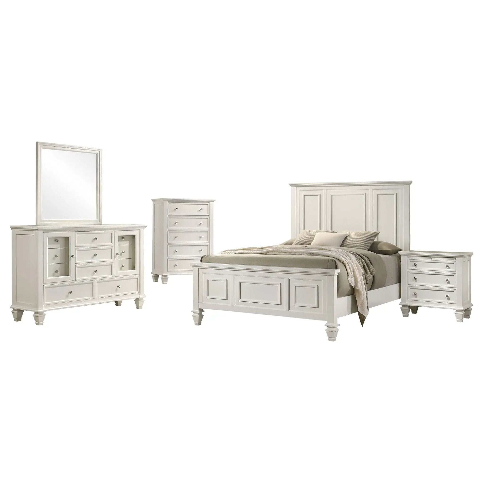 Sandy Beach 5-piece Queen Bedroom Set Cream White by Unique Piece Furniture