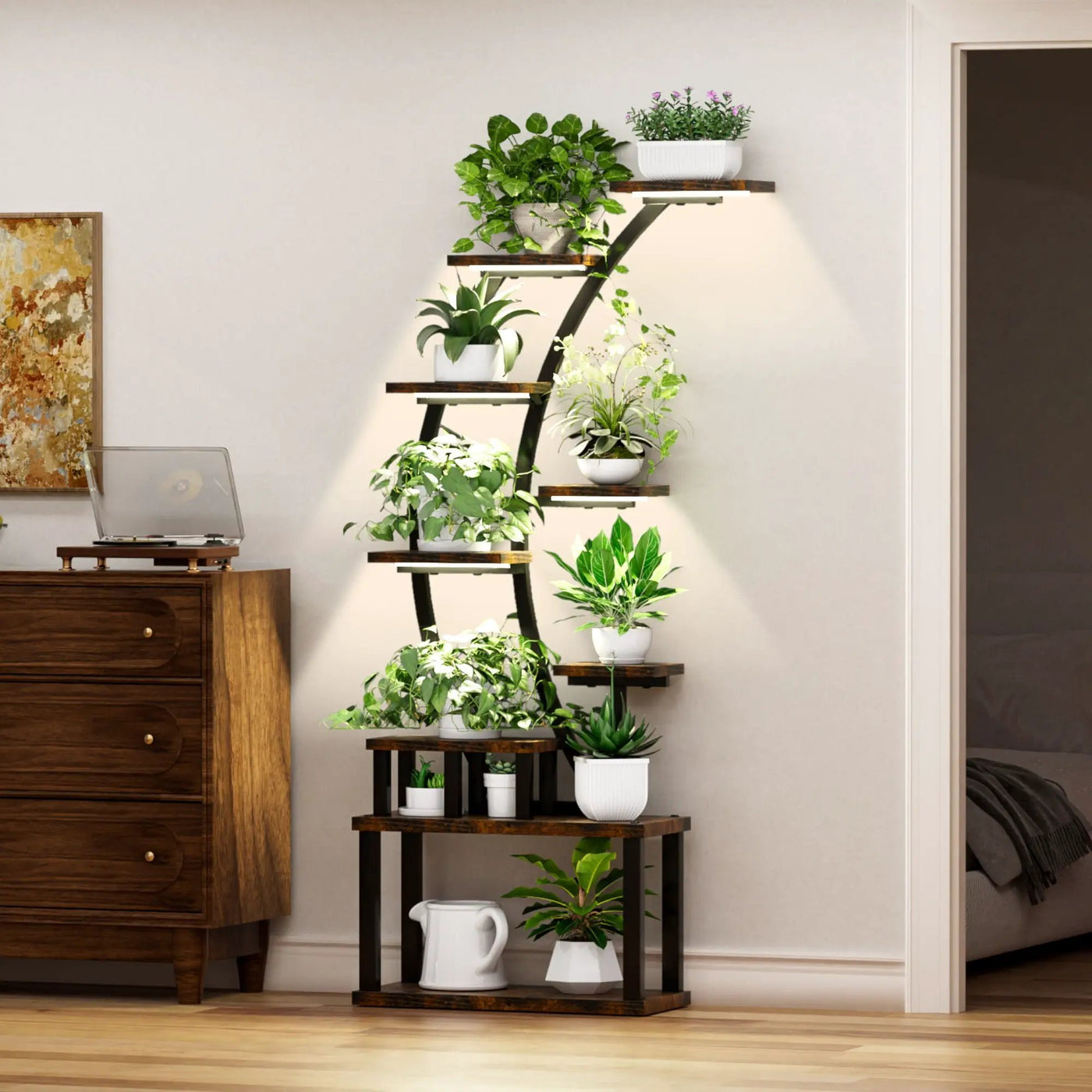 9 Tiered Indoor Plant Stand With 5 Adjustable Grow Lights by HouseOfZazla