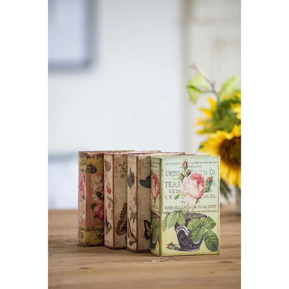 Multi-Color Book Boxes Set of 4 with Elegant Floral Design, photo 13 of 14