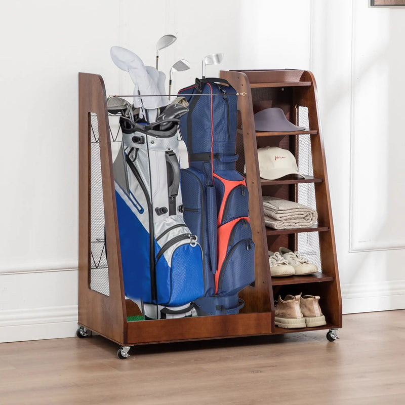 Premium Wooden Golf Bag Organizer for Garage by HouseOfZazla