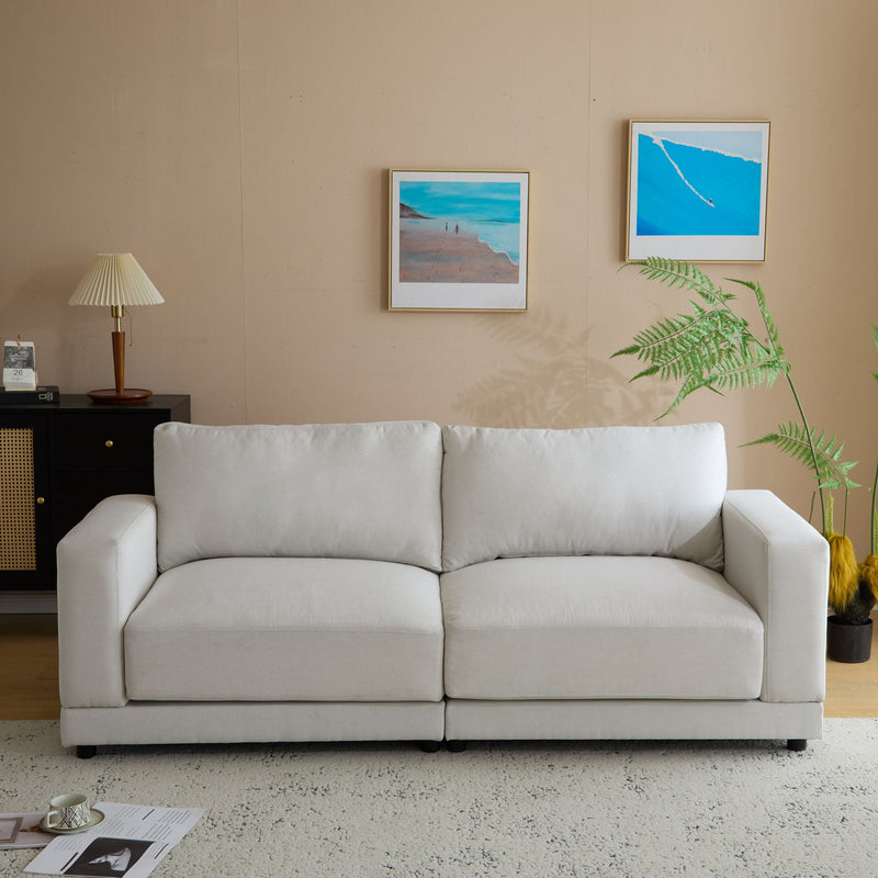 Modern Square Arm Sofa With Soft Fabric Upholstery, Deep Cushions by HouseOfZazla
