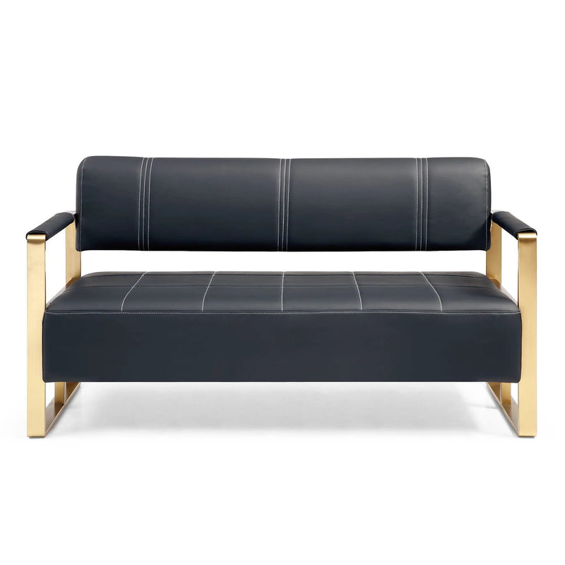 Modern Upholstery Accent Loveseat Sofa For Living Room 2 Seater With Metal Arms by HouseOfZazla