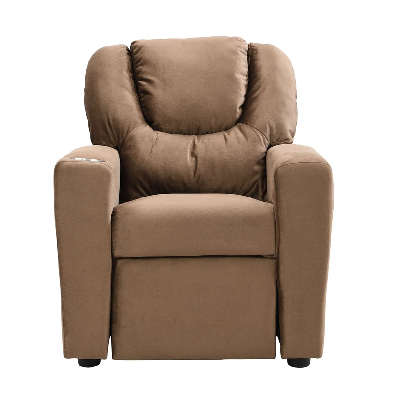 Kids Recliner Chair, Kids Upholstered Couch With Two Cup Holder, Footrest, Backrest, Toddlers Recliner With Headrest And Footrest - Black by Unique Piece Furniture