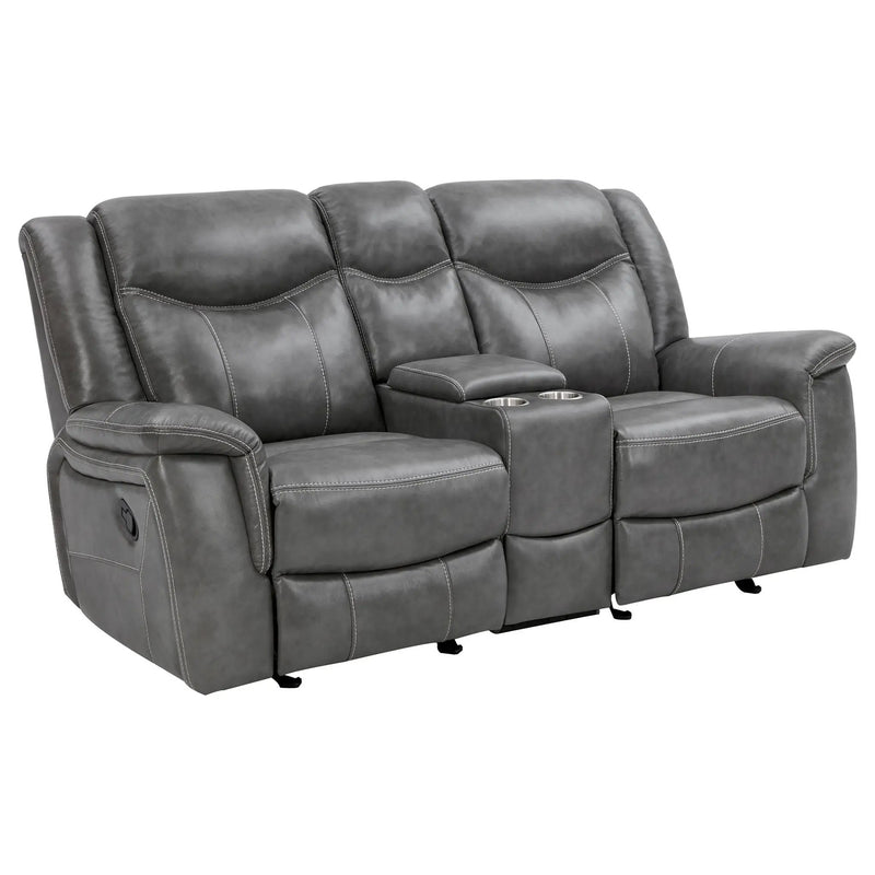 Conrad 2-piece Upholstered Padded Arm Motion Sofa Set Grey by Unique Piece Furniture