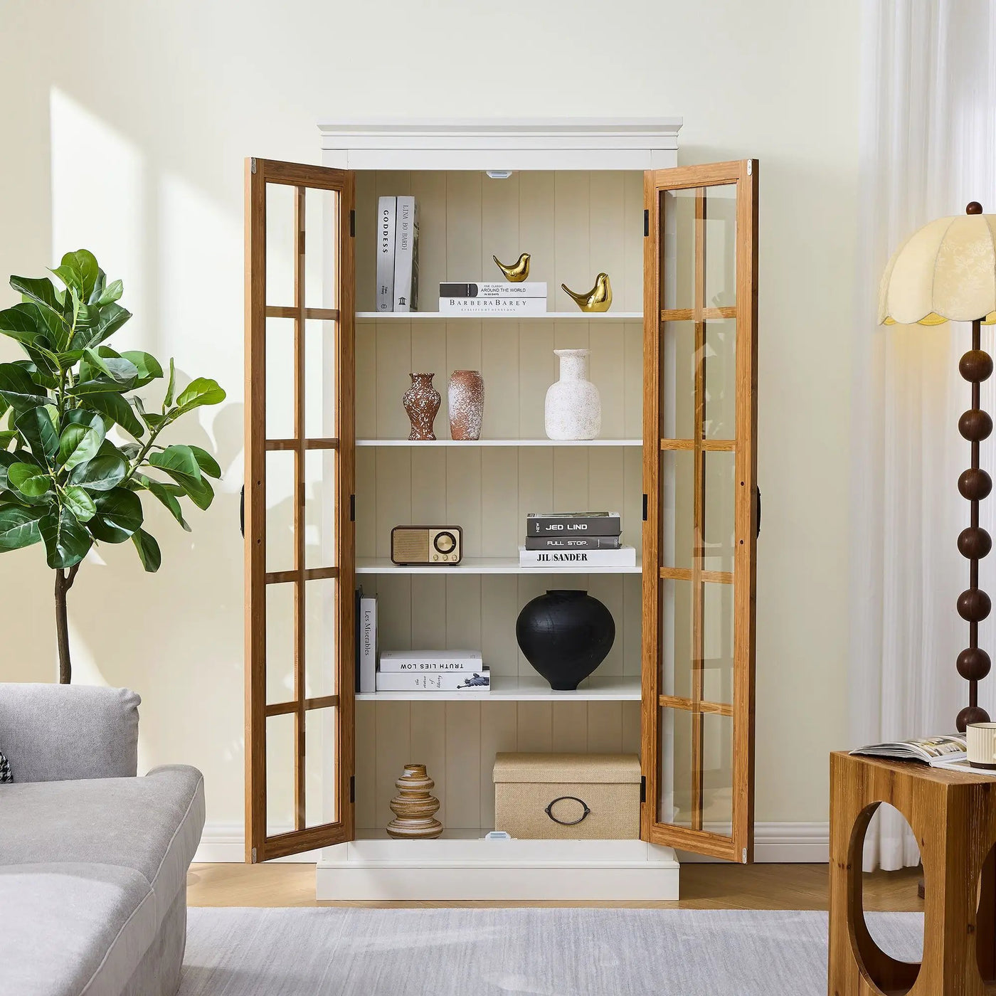 Rustic Style Display Cabinet With Glass Doors For Collectibles by HouseOfZazla
