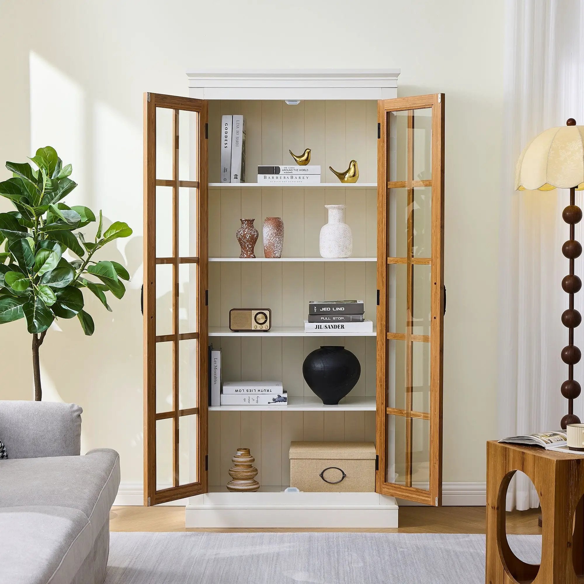 Rustic Style Display Cabinet With Glass Doors For Collectibles by HouseOfZazla