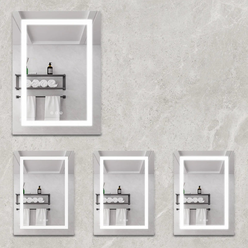20 X 28" Bathroom Medicine Cabinet With Mirror Wall Mounted LED Bathroom Mirror Cabinet With Lights, Anti-Fog, Waterproof, Dimmable, 3000K~6000K, Single Door, Touch Swich, Storage Shelves - Silver by Unique Piece Furniture