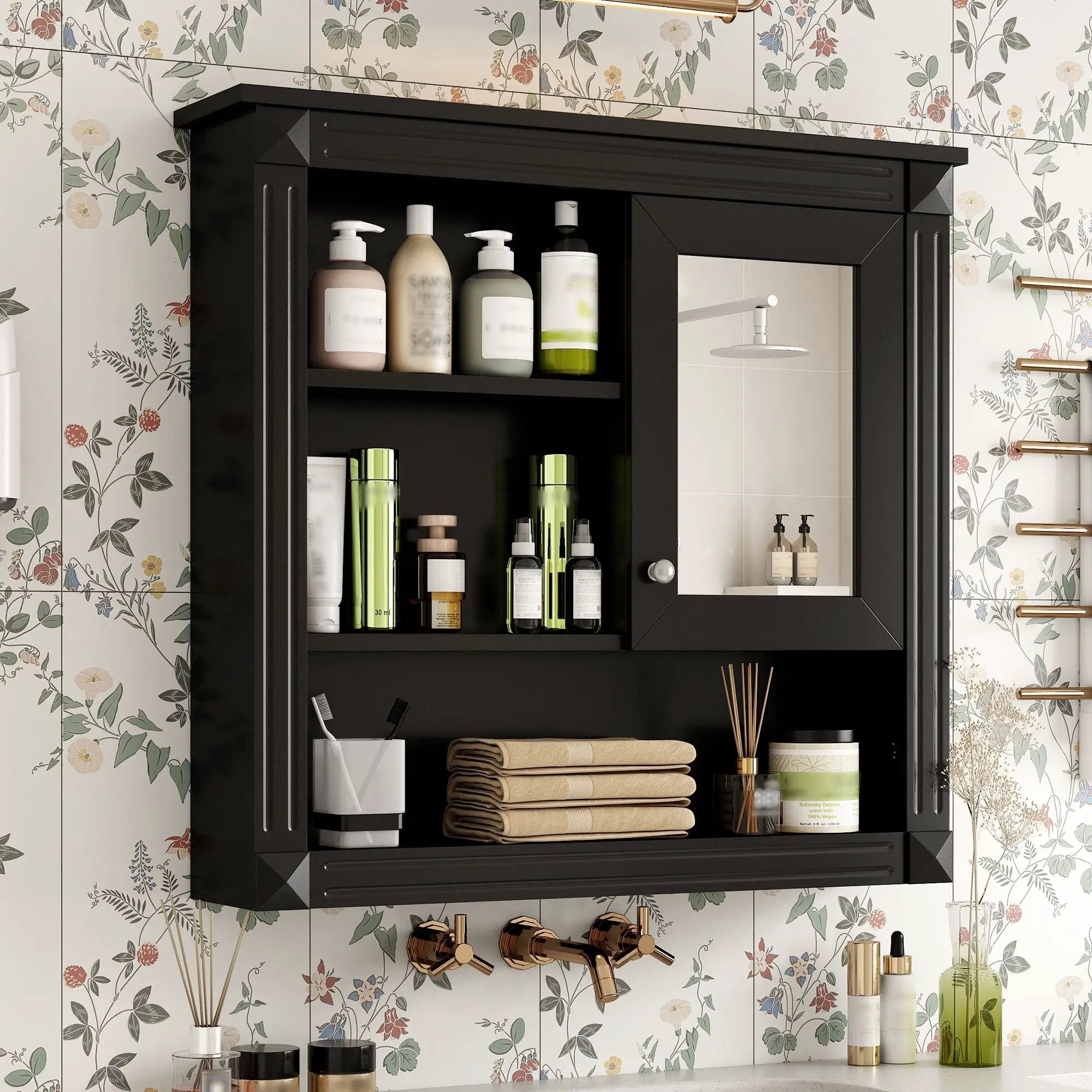 Wall-Mounted Bathroom Cabinet With Mirror And Adjustable Shelves by Unique Piece Furniture