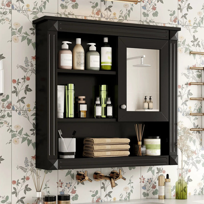 Wall-Mounted Bathroom Cabinet With Mirror And Adjustable Shelves by Unique Piece Furniture