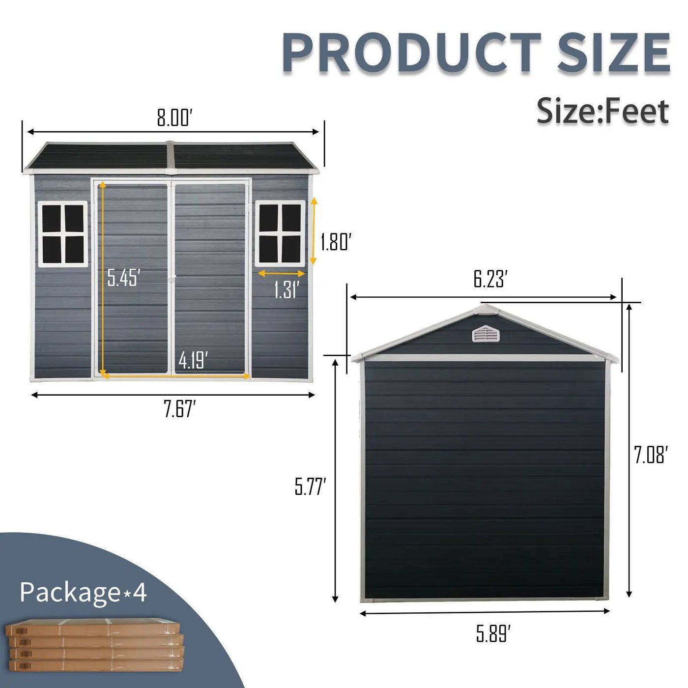 Resin Outdoor Storage Shed Waterproof Shed With Floor & Two Windows & Lockable Door, Tool Shed For Garden, Patio, Backyard by HouseOfZazla
