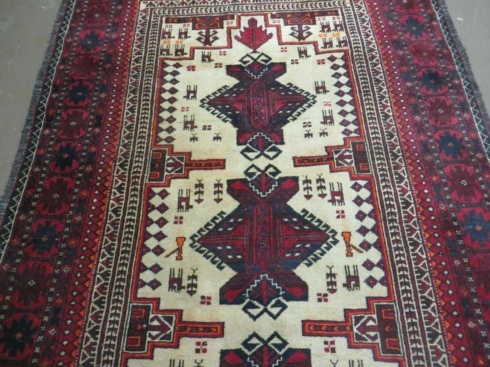 4' X 7' Vintage Handmade Pakistan Turkoman Bokhara Balouch Woven Wool Rug Nice by Jewel Rugs