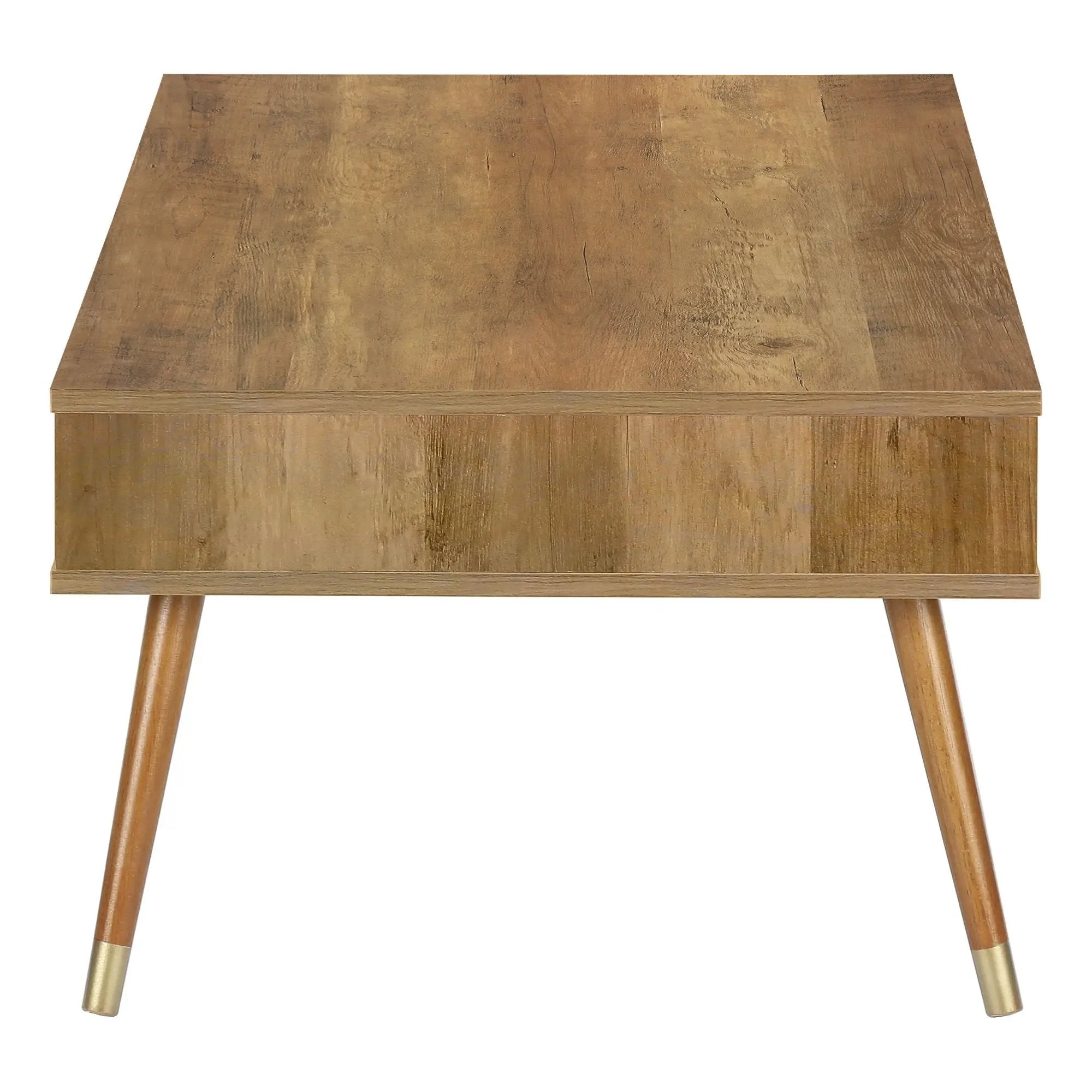 Coffee Table, Accent, Cocktail, Rectangular, Storage, Living Room, Wood Legs, Mid Century - Walnut by Unique Piece Furniture