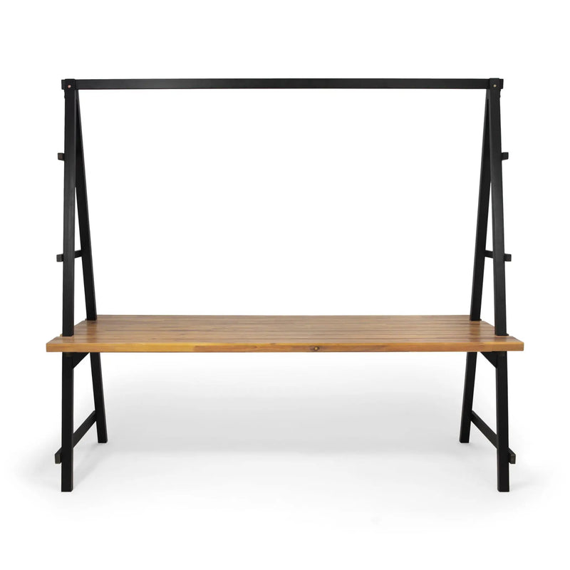 Huckleberry - Acacia Wood Outdoor Dining Table with Plant Hanger - Teak by HouseOfZazla