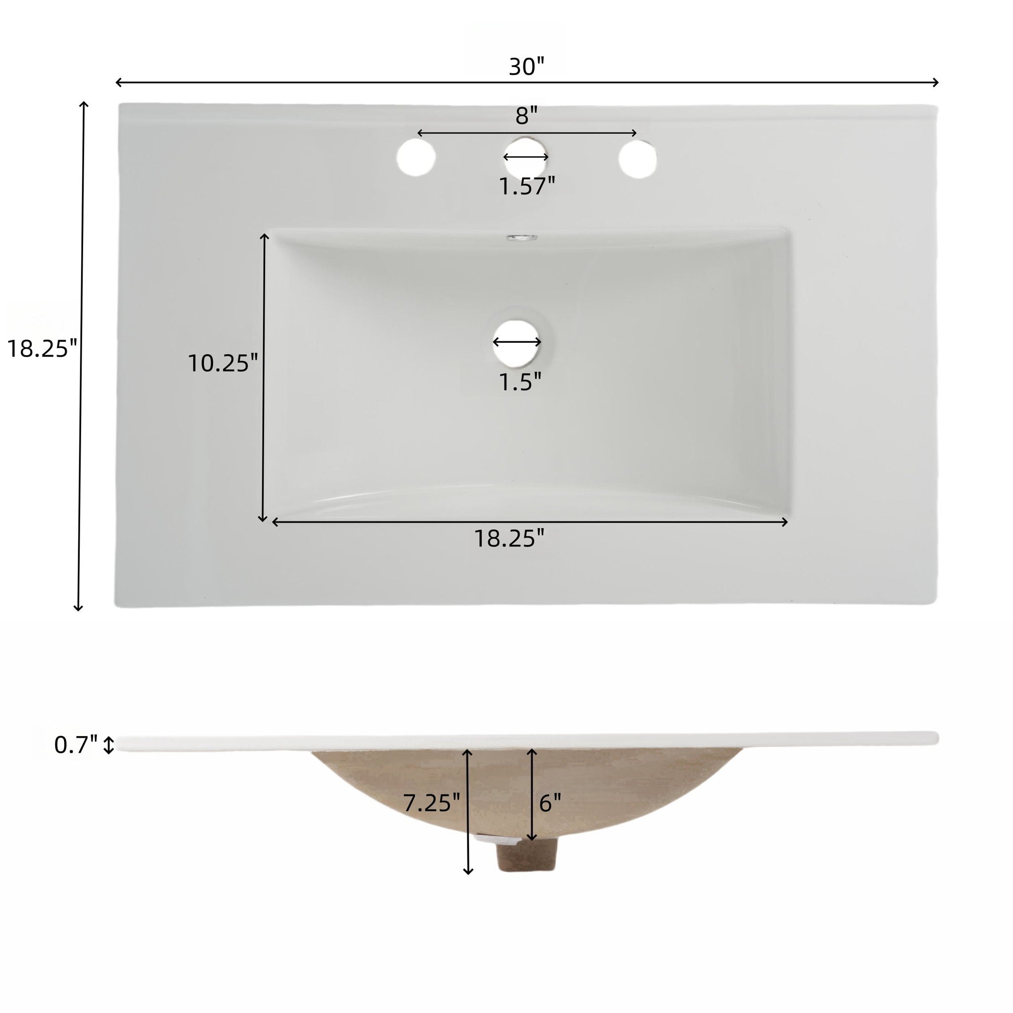 Fluted Bathroom Vanity With Ceramic Sink, Freestanding Cabinet by HouseOfZazla