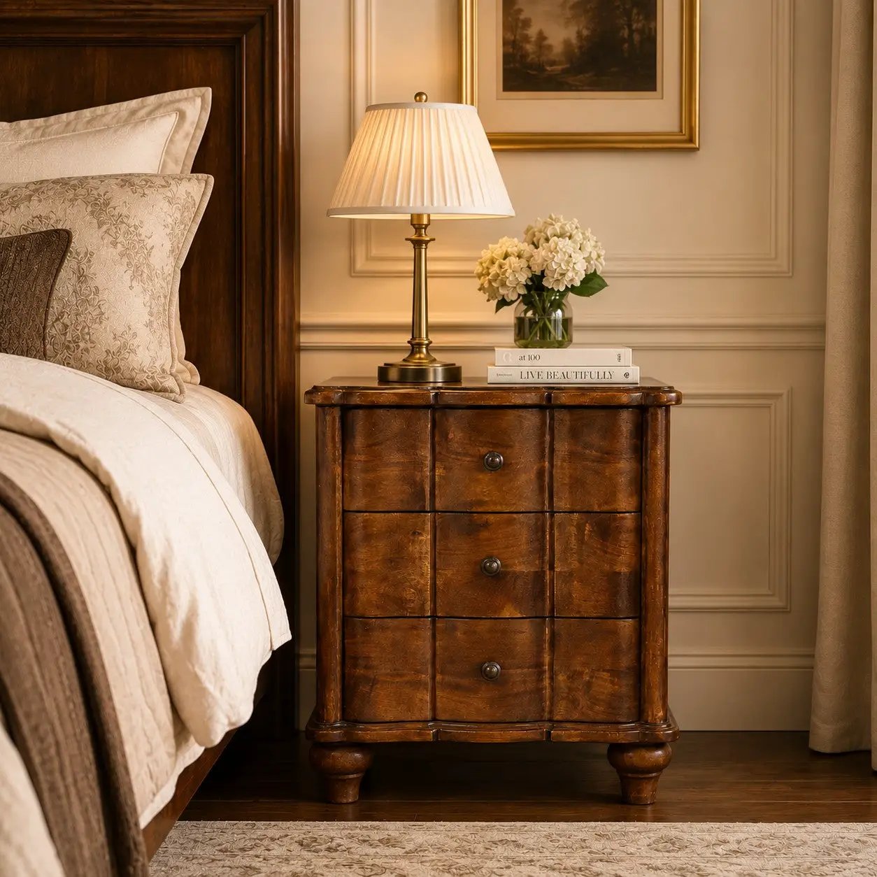 Solid Wood Lume Panel Bedside Table by HouseOfZazla