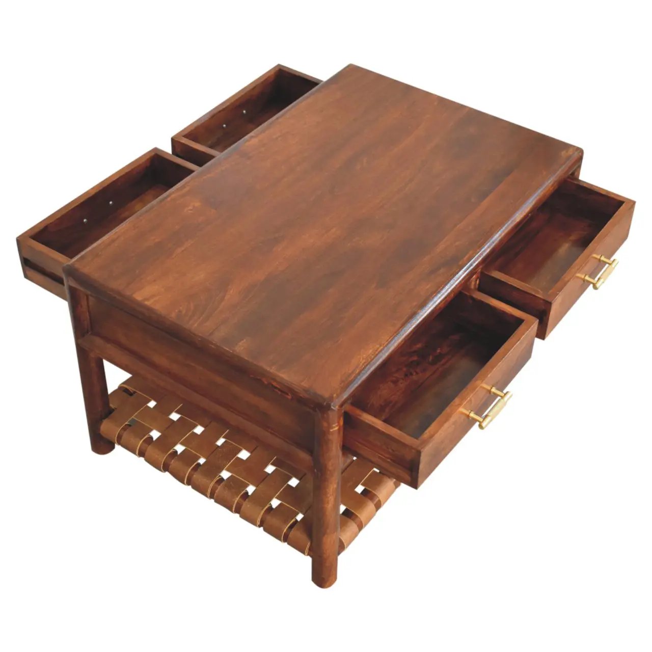 Regency Woven Console Table with 4 Drawers, Open Slot by HouseOfZazla