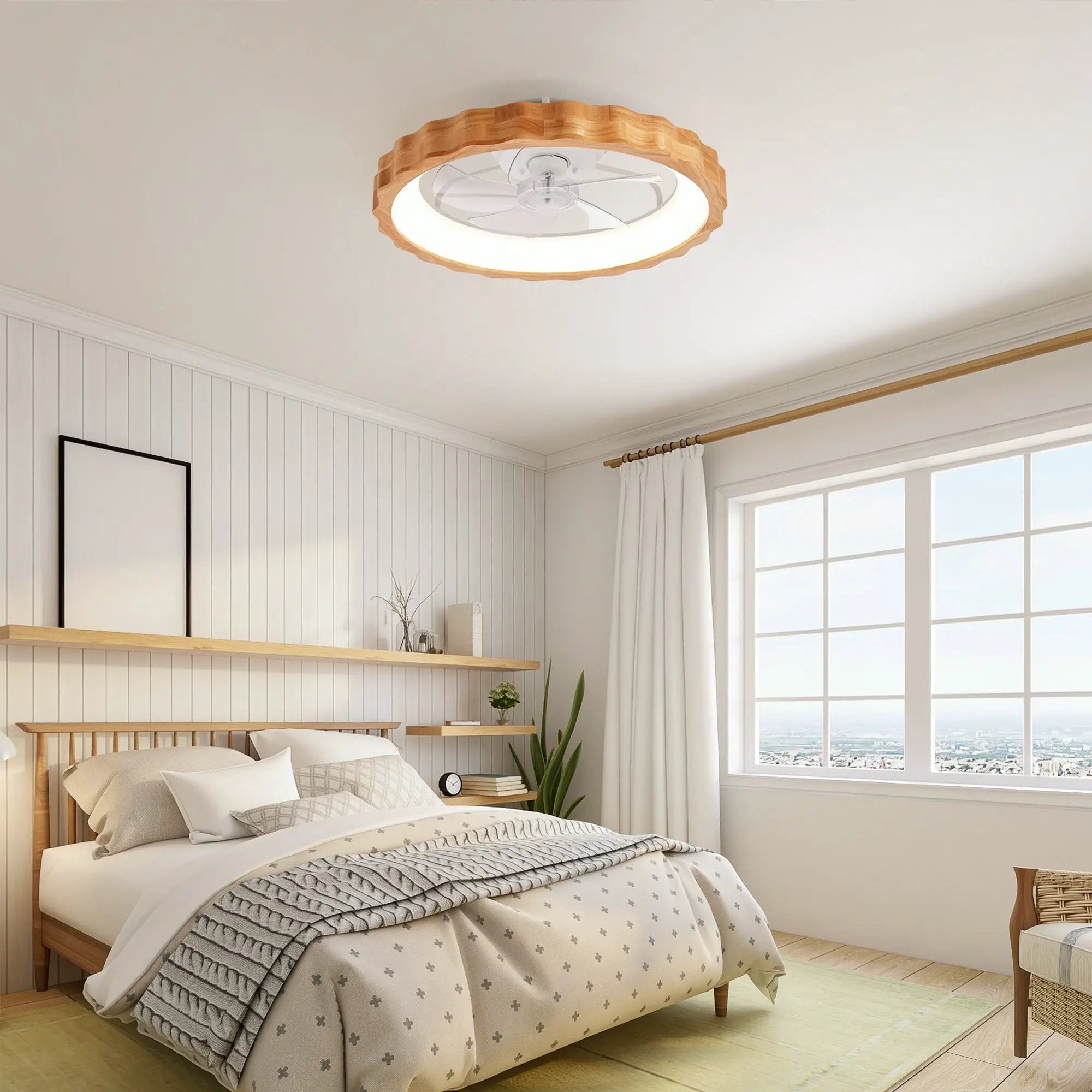 20" Plum Blossom Flush Mount Ceiling Fan with Lights and Remote by HouseOfZazla