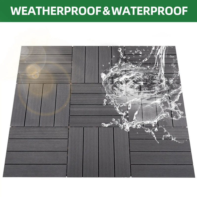 DIY Interlocking Deck Tiles Waterproof Outdoor And Indoor Flooring - Gray by HouseOfZazla