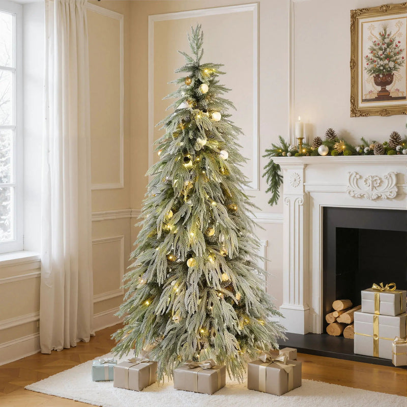 Snow Flocked Christmas Tree With LED Lights by HouseOfZazla