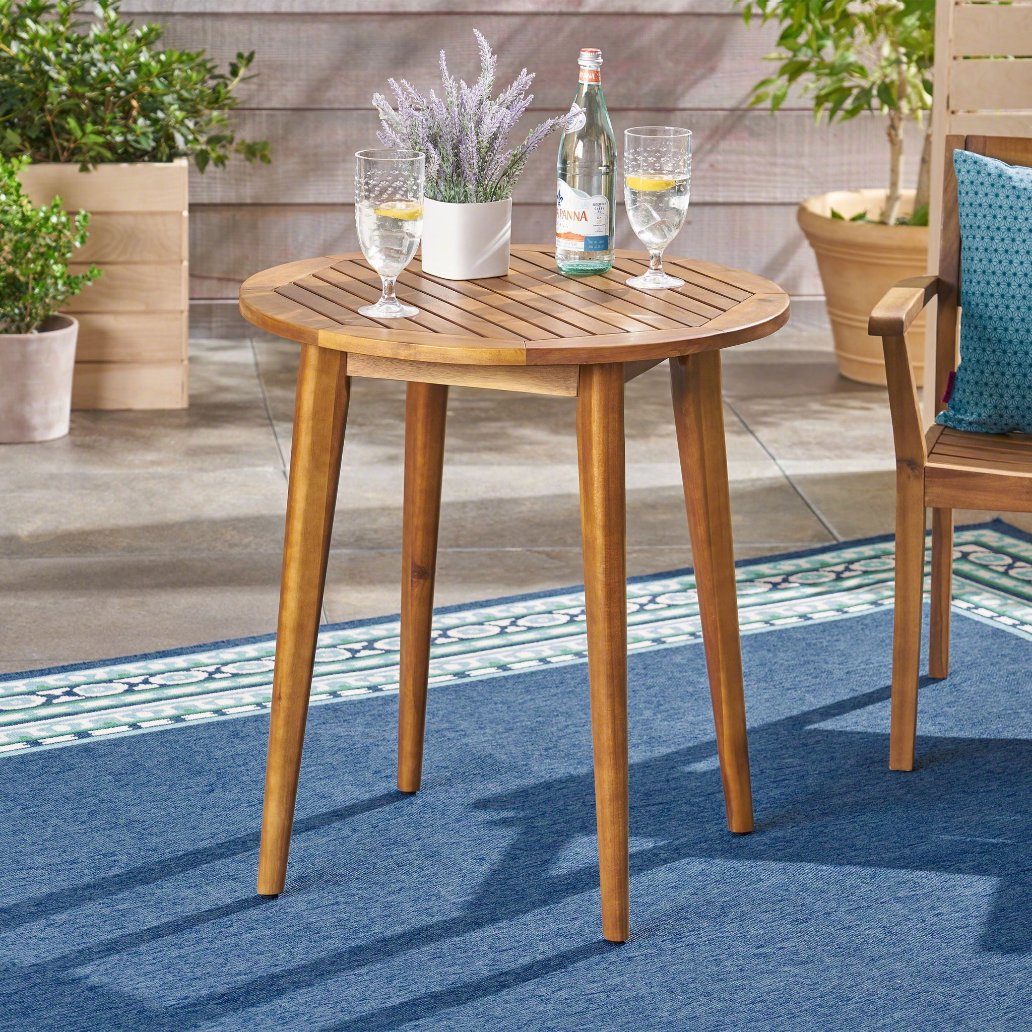 Stamford Modern Outdoor Bistro Table with Water-Resistant Teak by HouseOfZazla