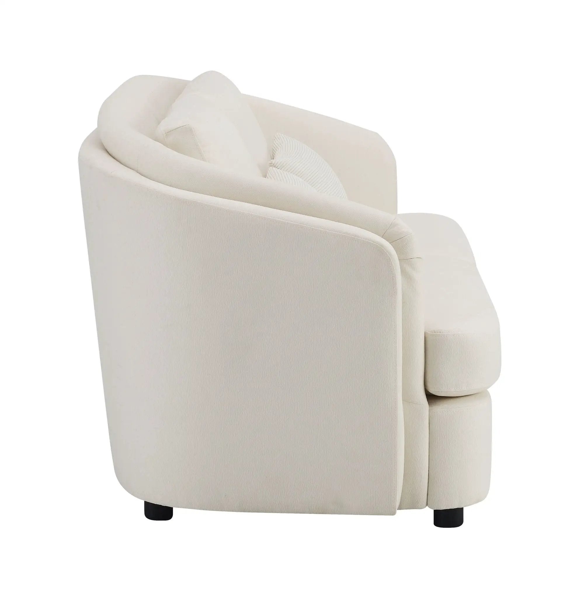 Mariko - Linen Loveseat With 2 Toss Pillows - Beige by HouseOfZazla