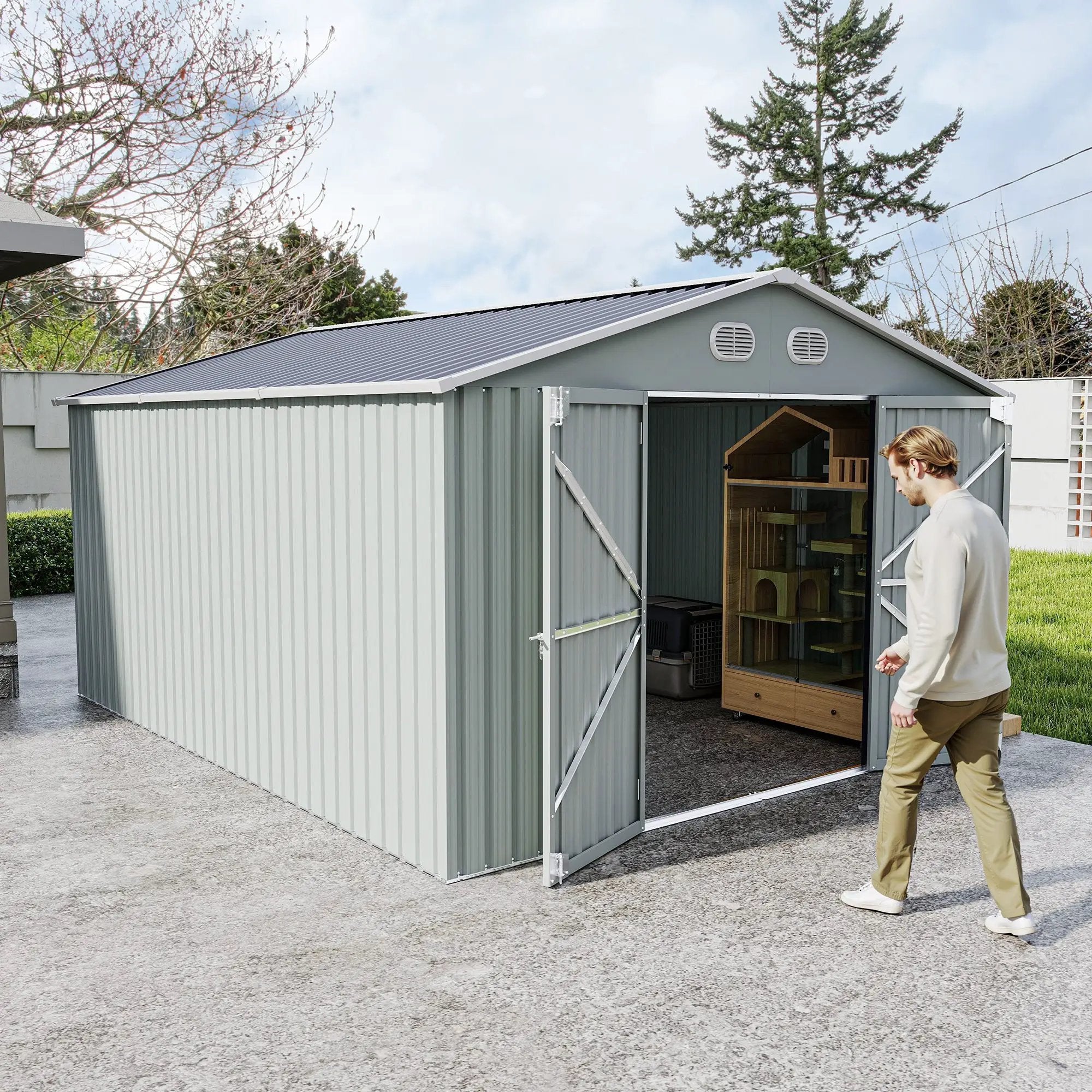 10x12 FT Outdoor Metal Storage Shed by HouseOfZazla