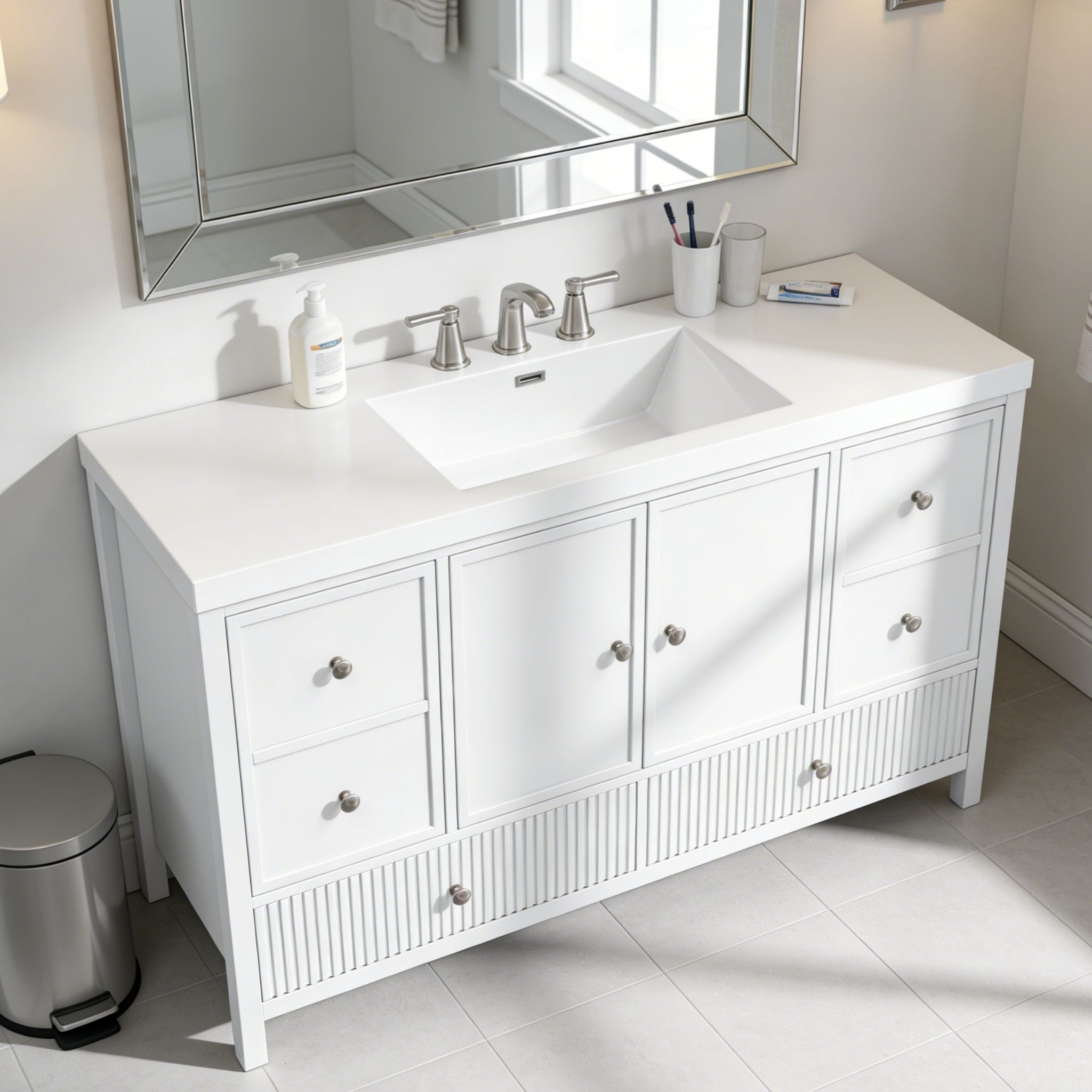 Bathroom Vanity With Separate Sink, Soft Close Doors And 4 Drawers by HouseOfZazla
