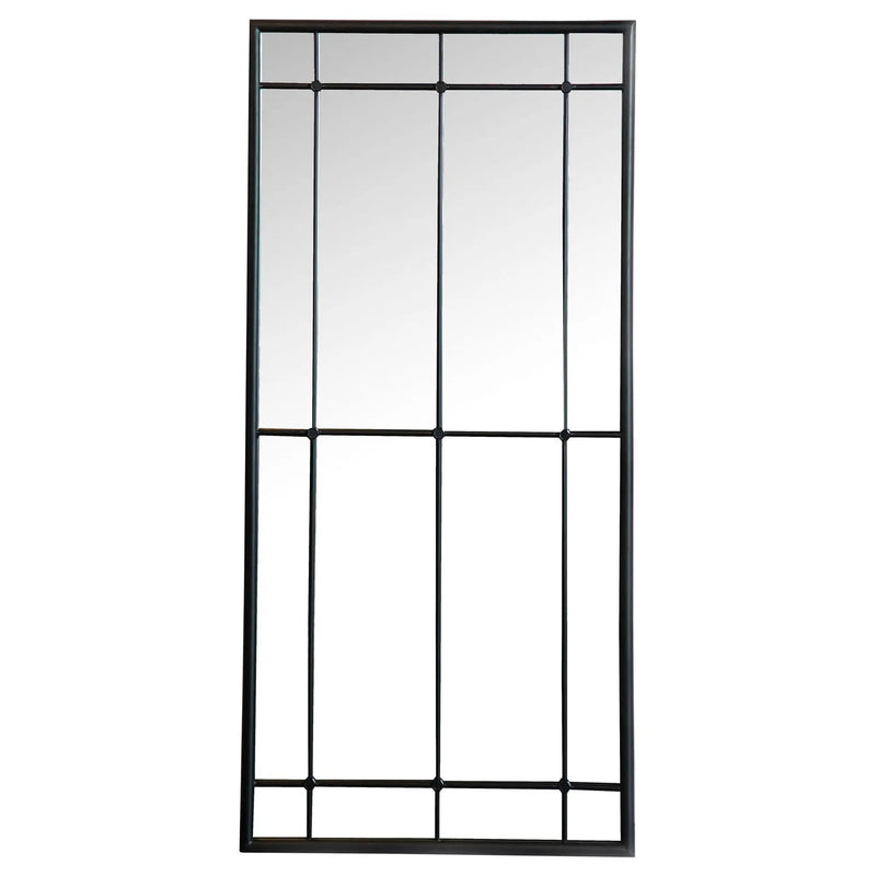 Annetta 24 x 52 Inch Window Pane Wall Mirror Black by Unique Piece Furniture