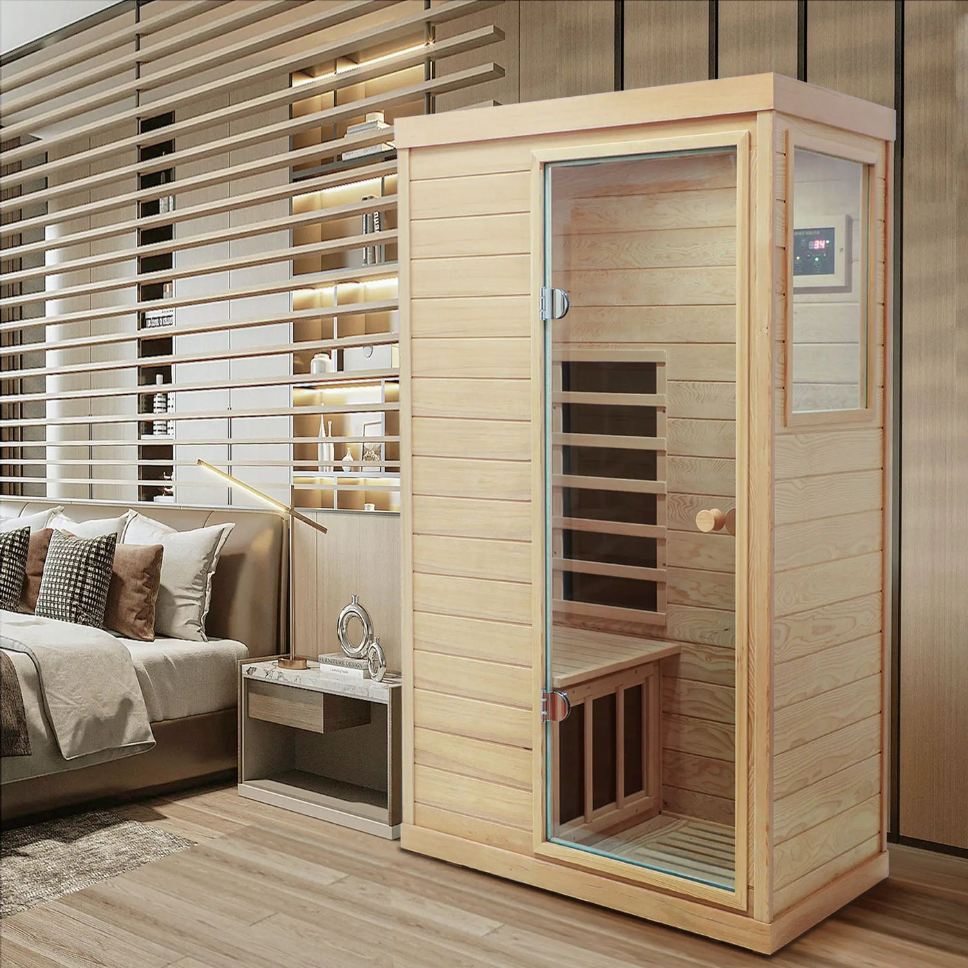 Hemlock Mini 1 Person Far Infrared Door Indoor Sauna Room by HouseOfZazla