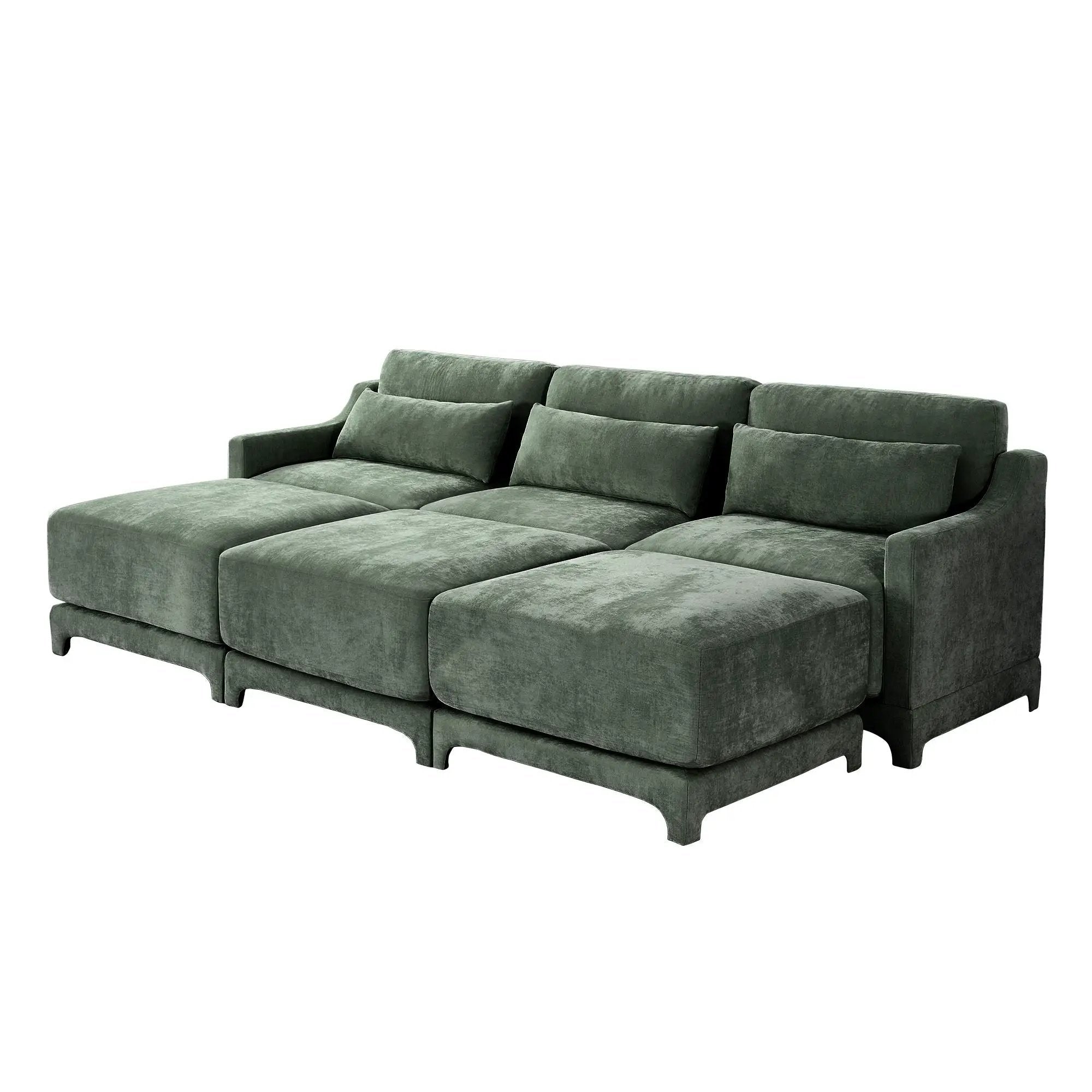 Stylish Sofa With Ottoman And Lumbar Pillows, Ergonomic Design by HouseOfZazla