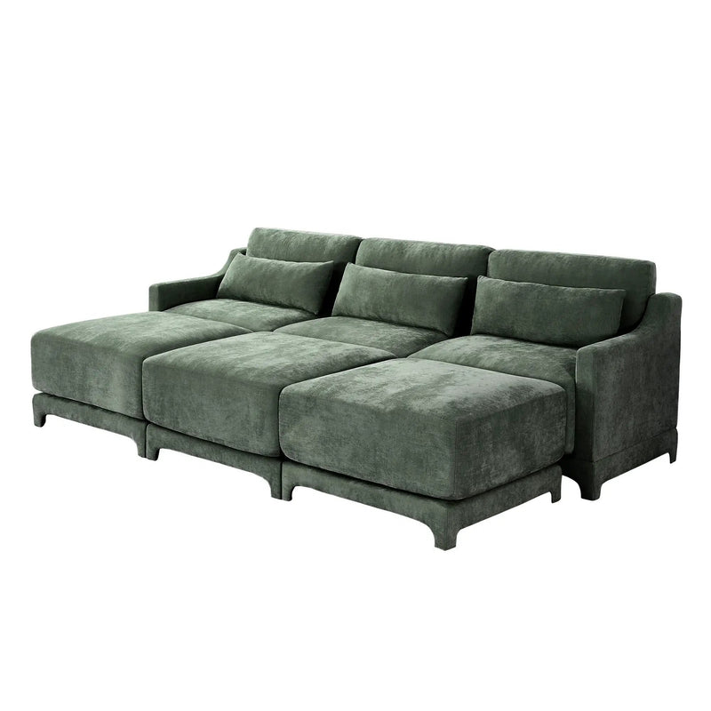 Stylish Sofa With Ottoman And Lumbar Pillows, Ergonomic Design by HouseOfZazla