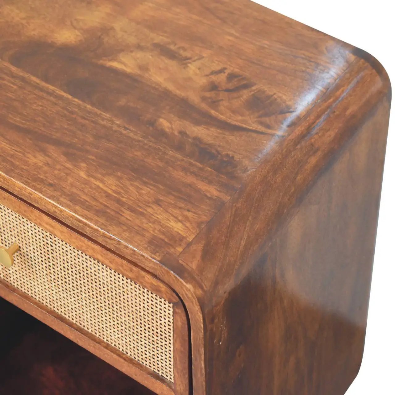 Open Woven Bedside Table, 1 Drawer - Chestnut by HouseOfZazla