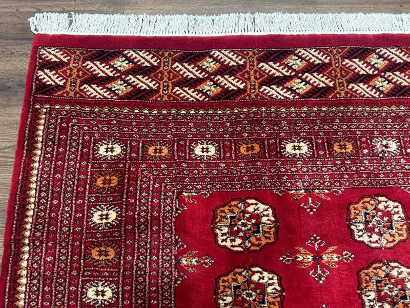 Red Turkoman Bokhara Rug 8x11, Pakistani Turkmen Carpet, Vintage Traditional Area Rug by Jewel Rugs