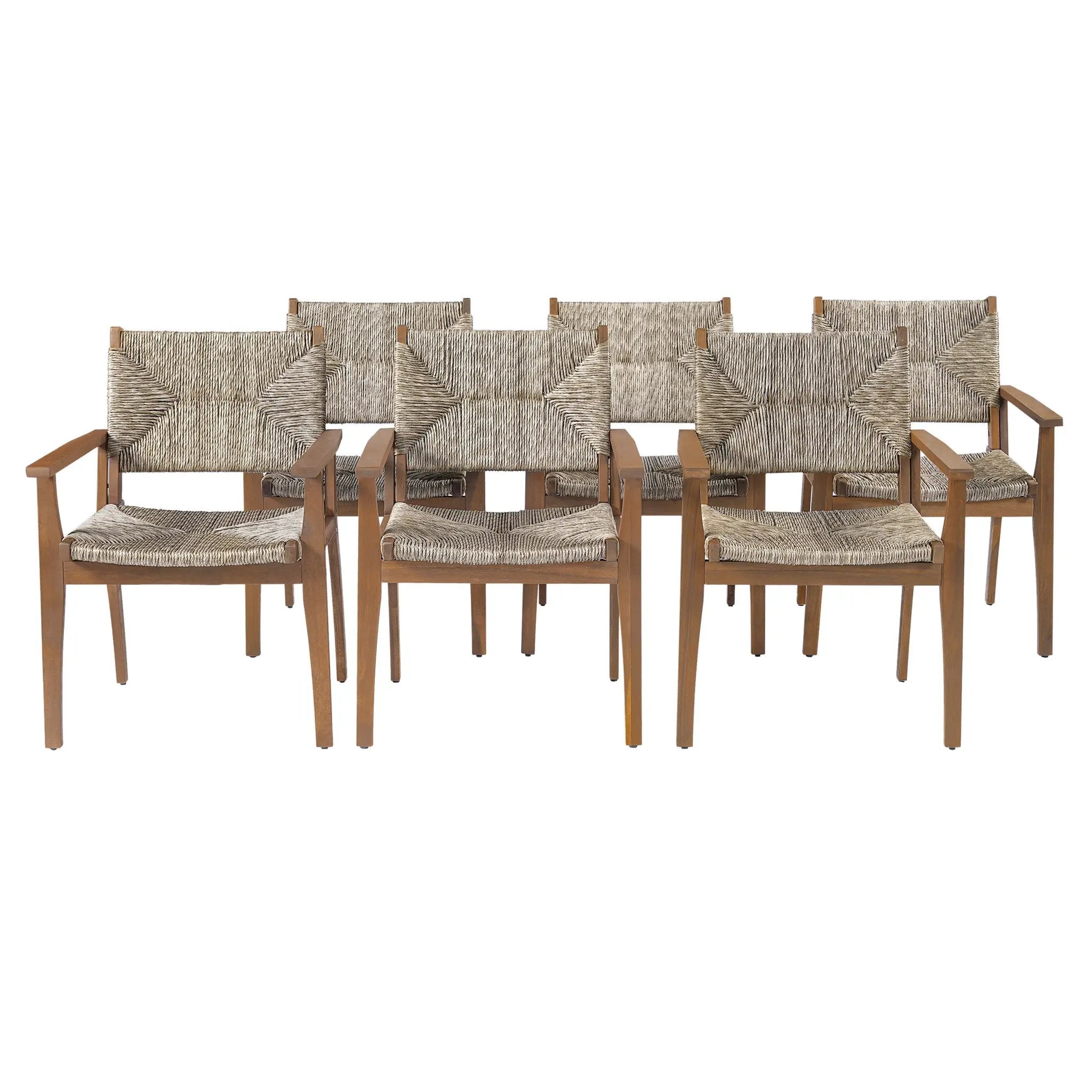 Durable Outdoor Dining Chair Set with Acacia Wood Frame and Wicker Seat by HouseOfZazla