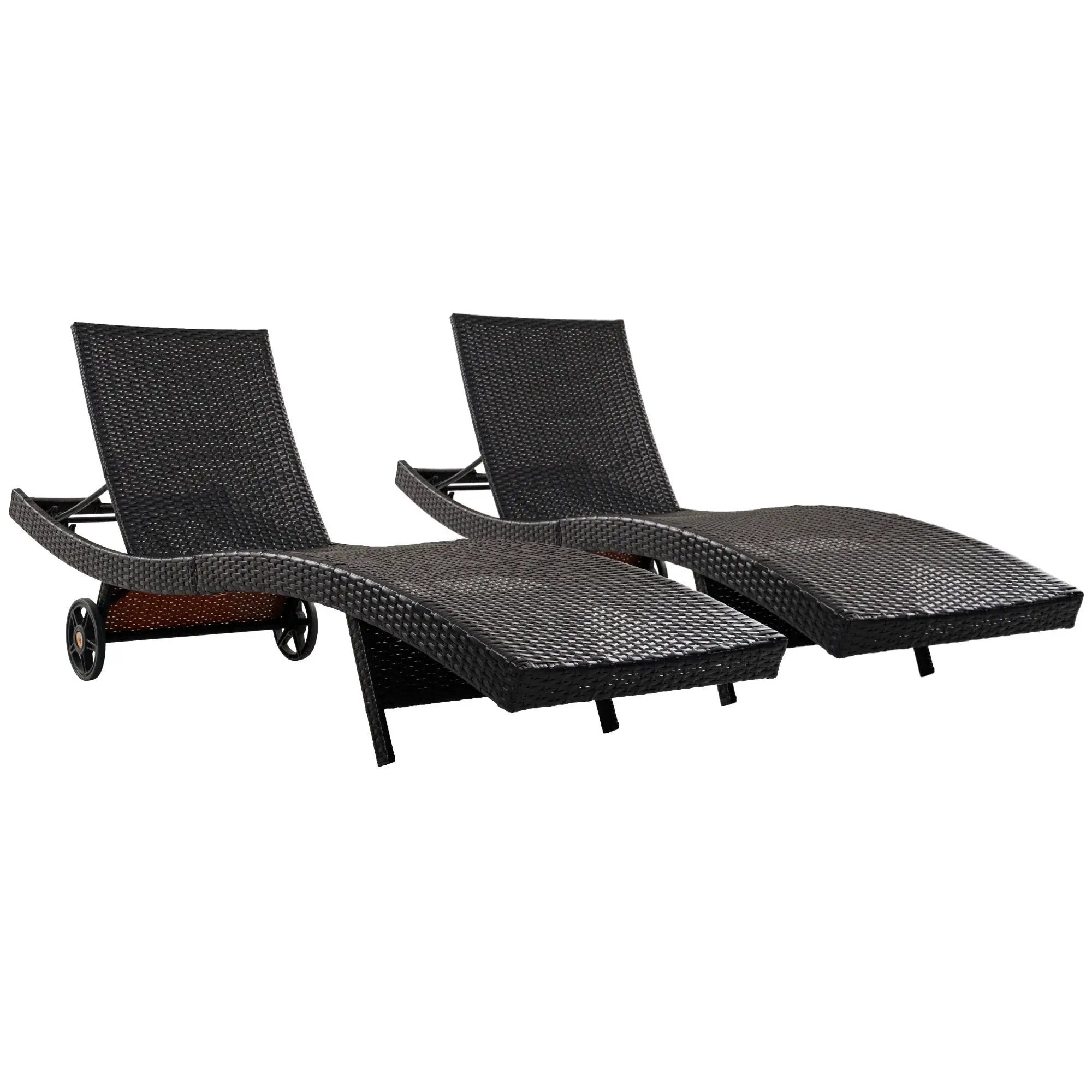 K&K 80'' Patio Wicker Chaise Lounge Chairs Set of 2 by HouseOfZazla