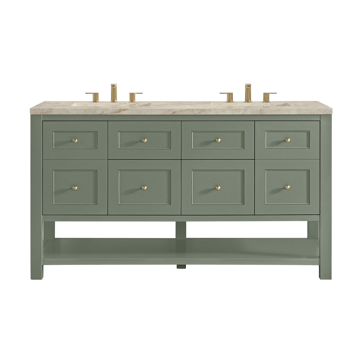 James Martin Breckenridge 60" Double Bathroom Vanity, Smokey Celadon with Tajnar countertop