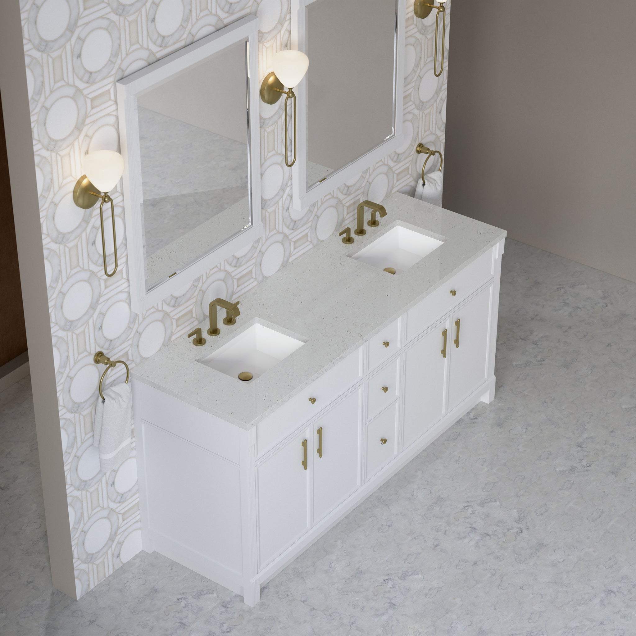 James Martin Bellshire 72" Double Bathroom Vanity, Bright White, view 31