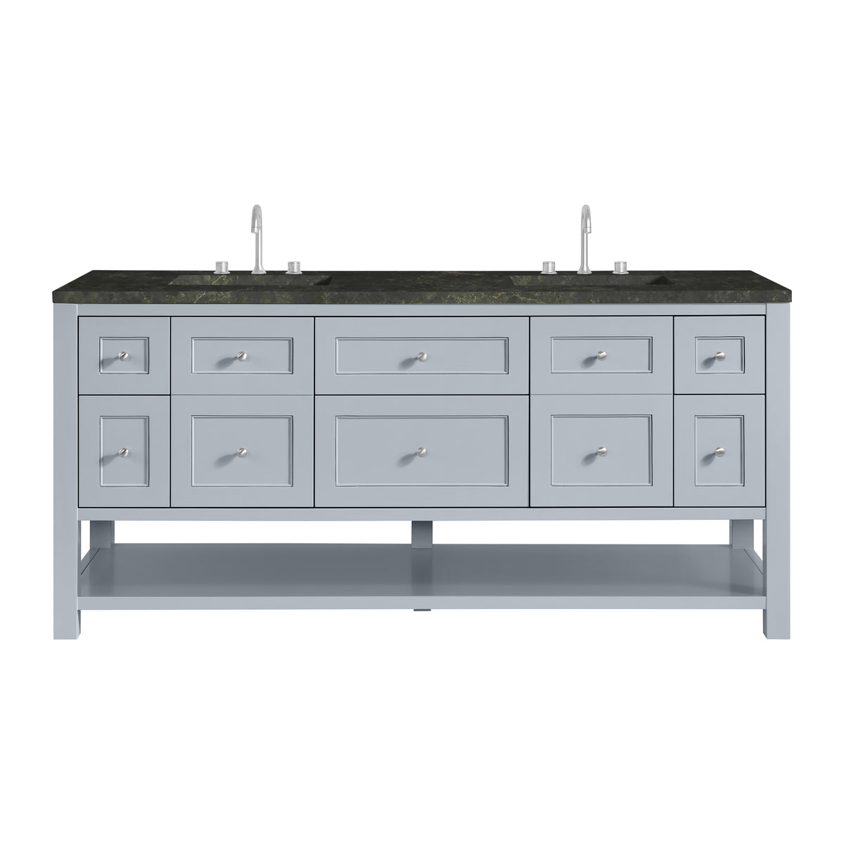 James Martin Breckenridge 72" Double Bathroom Vanity, Serenity Blue with Phantome countertop