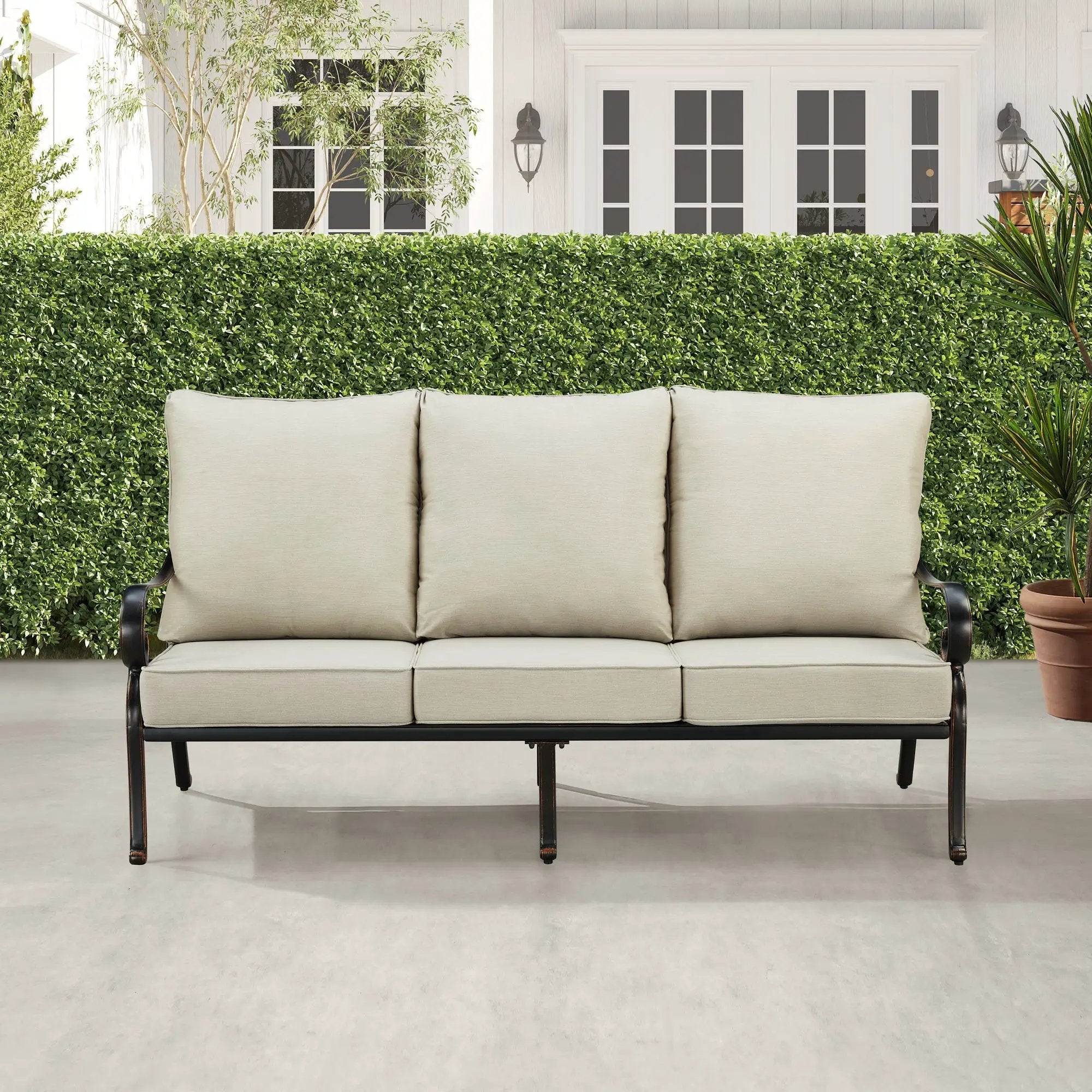 Black Aluminum Deep Seating Sofa with Cushions by Sharicks