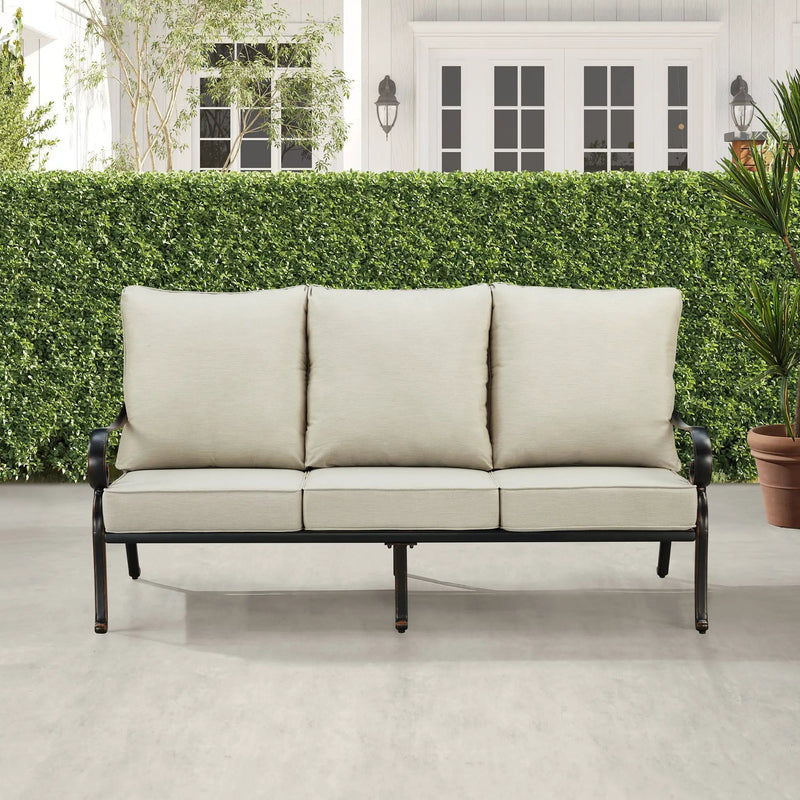 Black Aluminum Deep Seating Sofa with Cushions by Sharicks