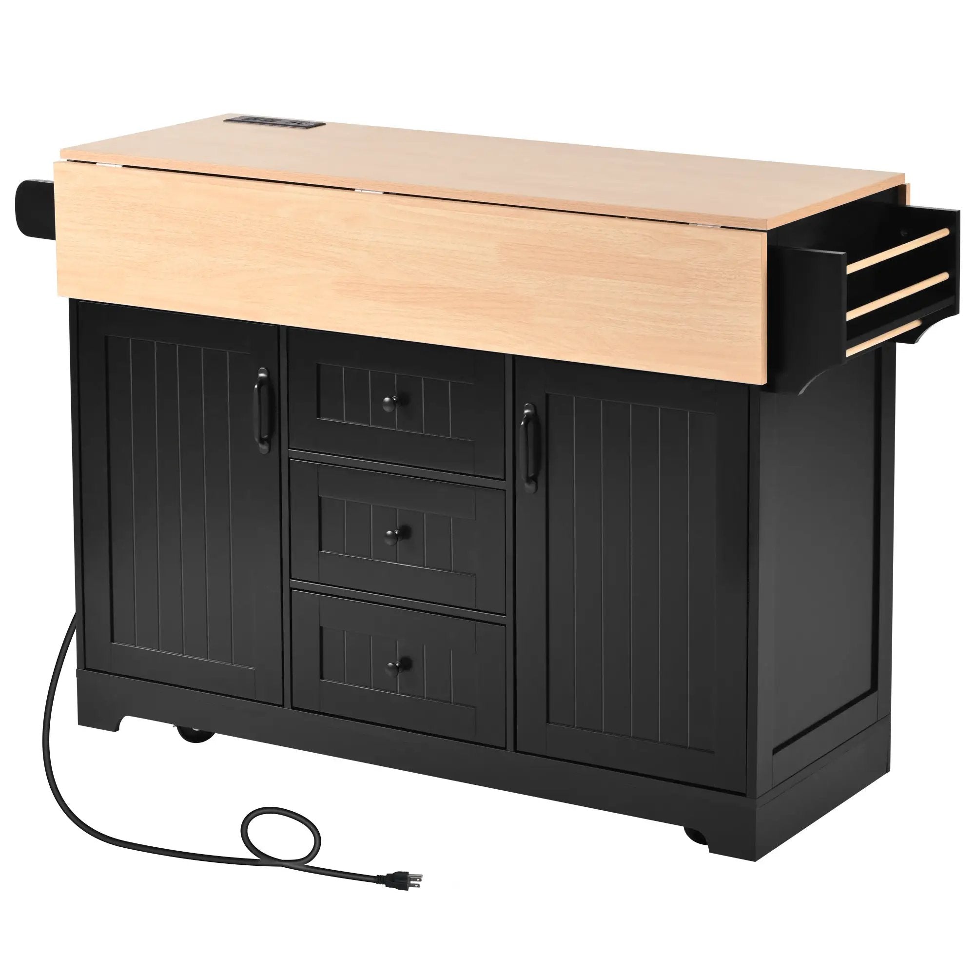 K&K 55.7'' Large Kitchen Island with 2 Drop Leaf by HouseOfZazla