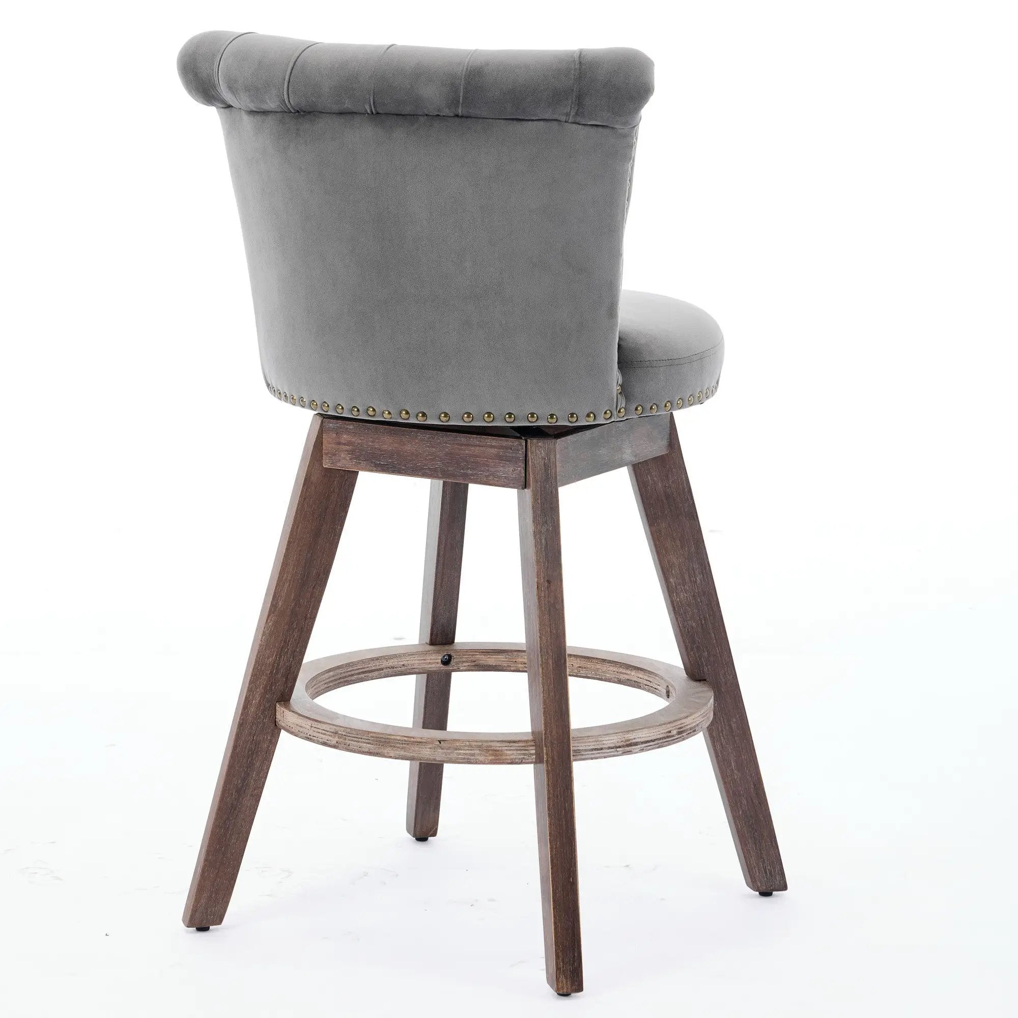26" Counter Height Bar Stools Set of 2 with 360° Swivel and Velvet Upholstery by HouseOfZazla