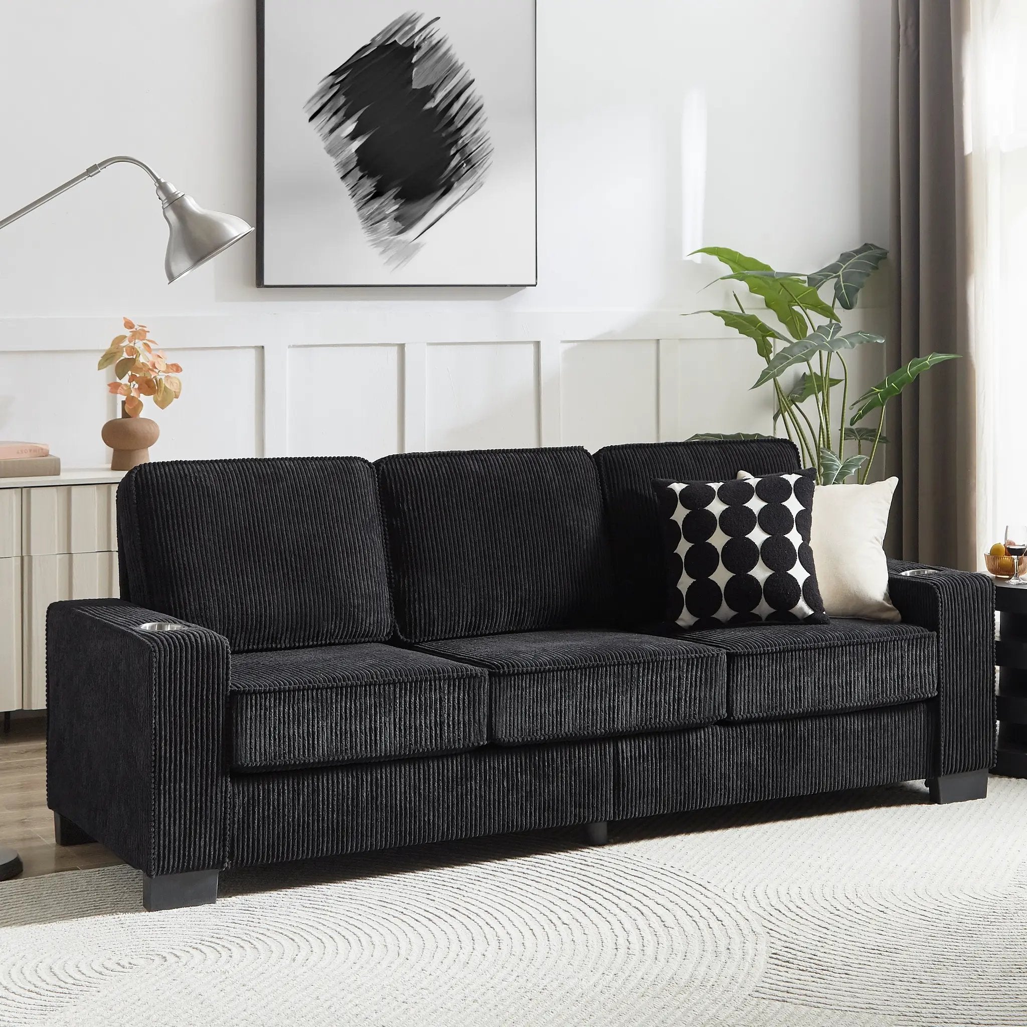 Modern Corduroy 3-Seater Sofa by HouseOfZazla