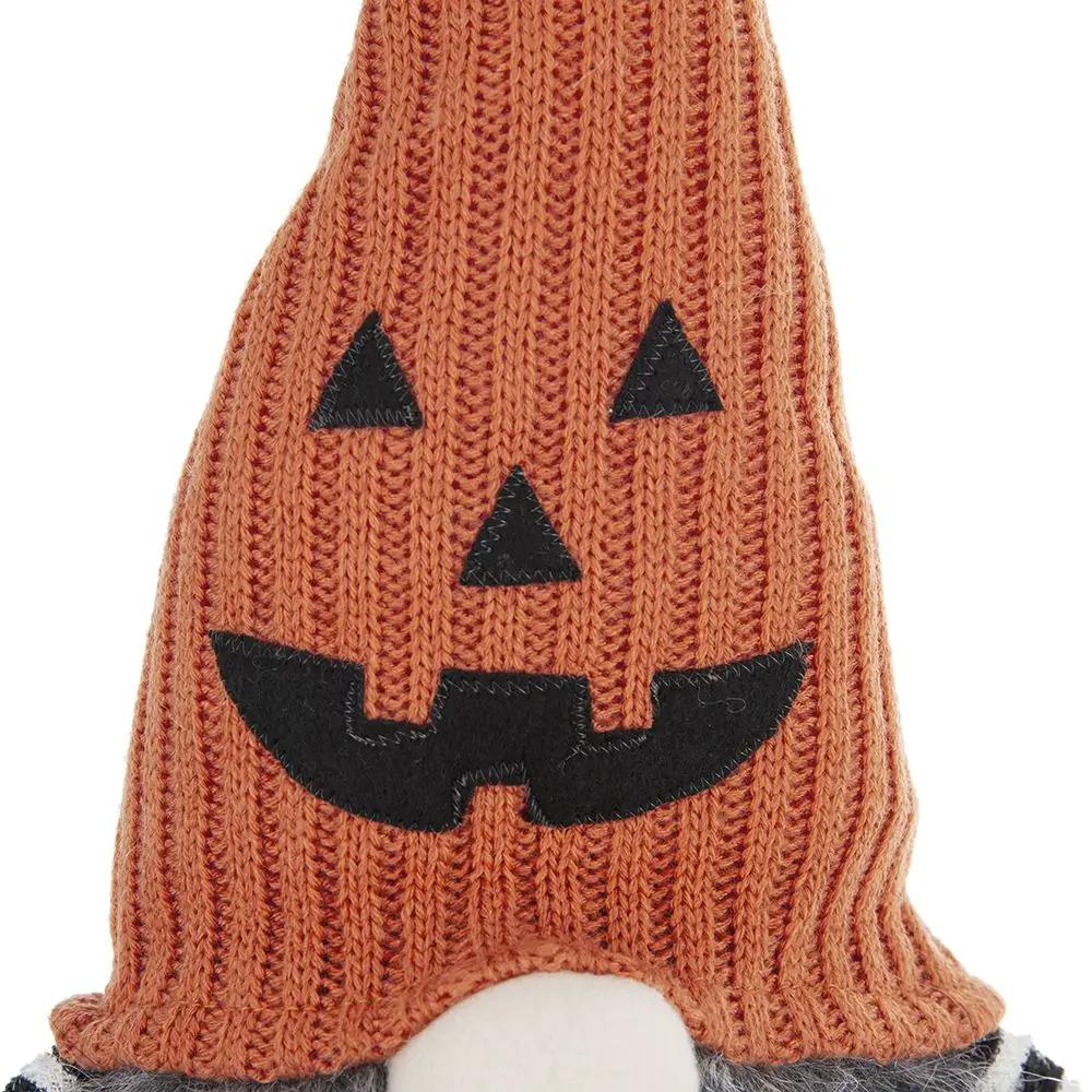 Sitting Gnome With Knit Hat, For Halloween Decor - Black / Orange / White by Unique Piece Furniture