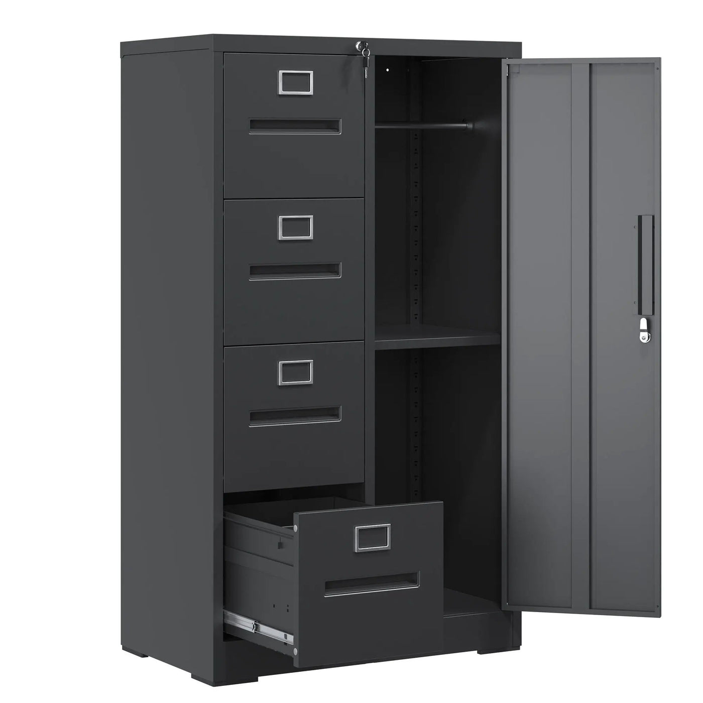 Metal Storage Vertical Filing Cabinet With Lock, 4 Drawers, 1 Door, Steel Construction, School / Office Use by HouseOfZazla