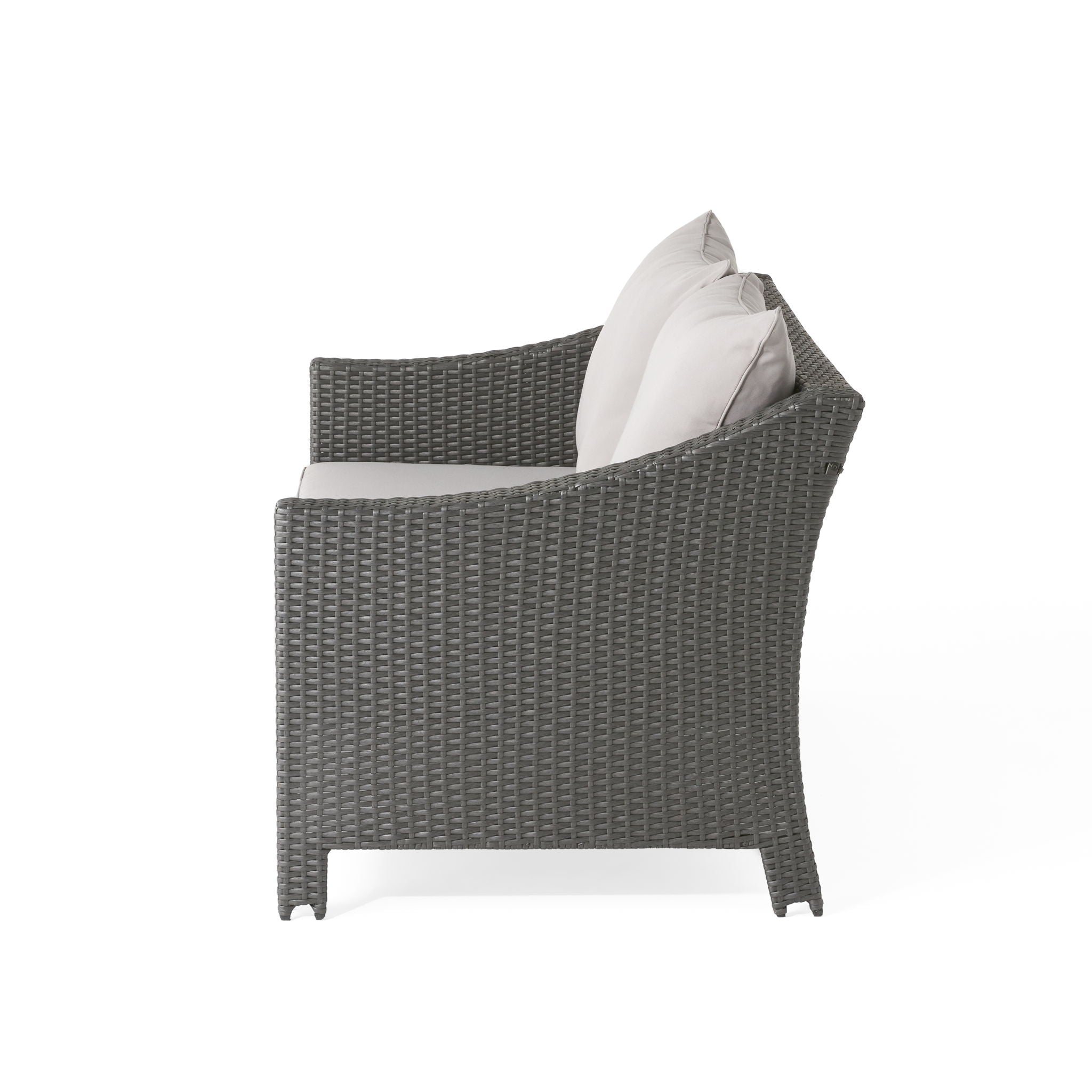 Contemporary Antibes Loveseat & Table Set Outdoor - Gray by HouseOfZazla