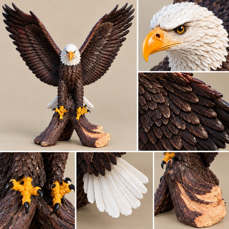Bald Eagle Garden Statue 24.02 Inch Winged Resin Wildlife Sculpture for Patio Yard Outdoor Decor, photo 4 of 10